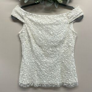 NWT Adrianna Papell Sequin Off The Shoulder Blouse 4